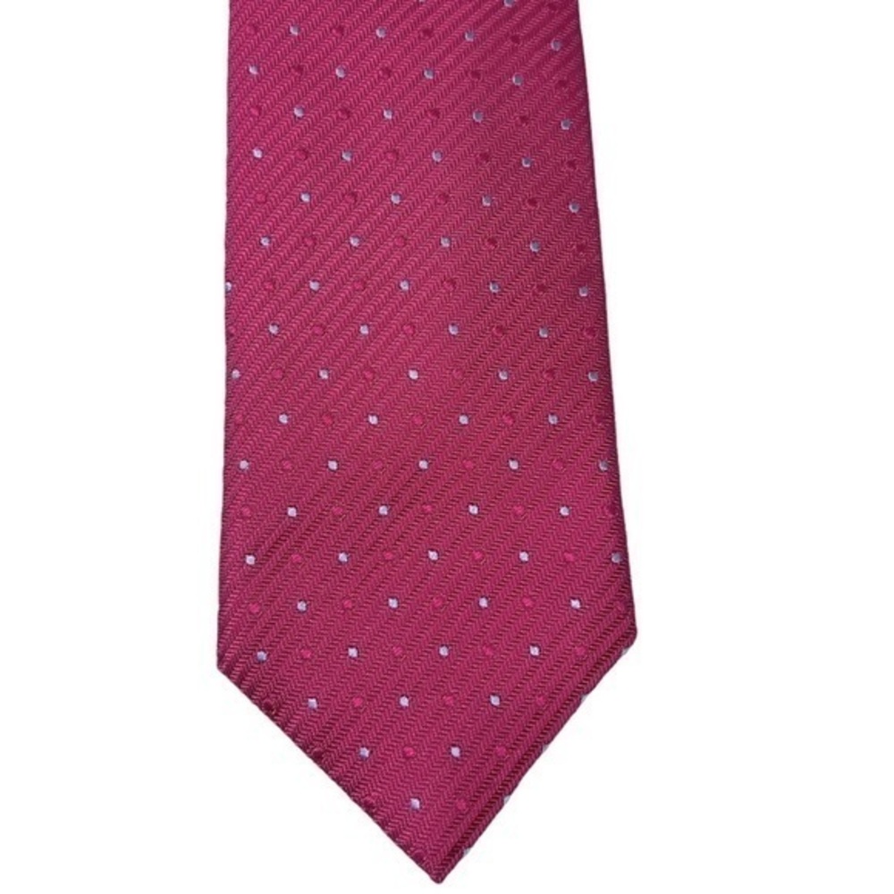 David Donahue fuchsia & light blue silk twill polka dot tie VALENTINES DAY